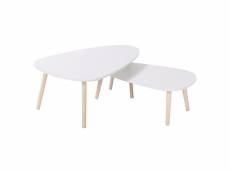 Lot de 2 tables basses gigognes scandinave hombuy blanc laqué mat - l 98 x l 61 et l 88 x l 48 cm
