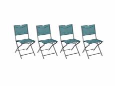 Lot de 4 chaises de jardin pliante métal modula bleu canard-graphite - hespéride