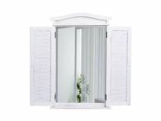 Miroir mural salle de bain design fenêtre avec volets 71x46x5cm blanc vieilli 04_0003703