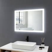 Miroir Salle de Bain 70x50cm anti-buée Miroir led Mural, Miroir lumineux avec Interrupteur Mécanique, blanc froid et Blanc chaud - Meykoers