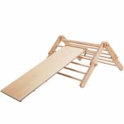 Mopitri Triangle d'escalade en bois avec toboggan Structure / Cadre d'escalade Montessori intérieur avec rampe pour enfants Modifiable avec 5 pièces