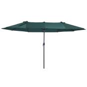 Outsunny Parasol XXL parasol de jardin grande taille 4,6L x 2,7l x 2,4H cm ouverture fermeture manivelle acier polyester haute densité vert