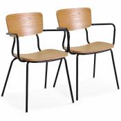 Oviala - Lot de 2 chaises avec accoudoirs en bois - Bois clair