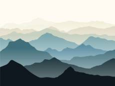 Papier peint panoramique montagnes bleu - 600983 -