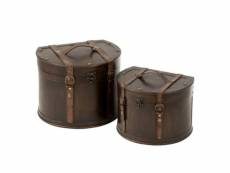 Paris prix - lot de 2 valises déco "rétro vintage" 35cm marron