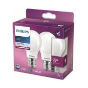 Philips - ampoule led Equivalent 75W E27 Blanc froid non dimmable, verre, lot de 2