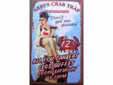"plaque pin up abby's crab trap tole deco affiche jolie mer"