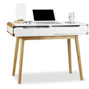 Relaxdays Bureau avec tiroirs en bois table ordinateur