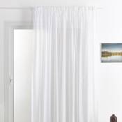 Rideau voilage classique uni polyester-lin avec bas plombé Blanc 360x240 cm - Blanc
