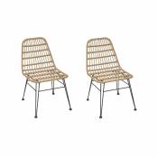 Set de 2 chaises au style exotique - Beige - L.47 x P.61 x H.80 cm