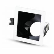 Support de projecteur led encastré carré GU10 couleur blanche avec support incliné noir - V-tac