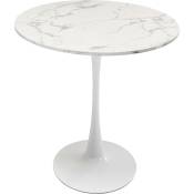 Table à manger 4 personnes ronde effet marbre blanc D80