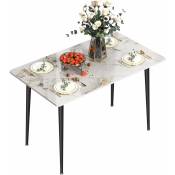 Table à Manger en Marbre - 120x70cm Grande Tables de Cuisine 6 Personnes Meubles de Salle à Manger Design Céramique - Jade Blanc