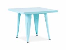 Table carrée pour enfants - industrielle - métal - 60cm - stylix aquamarine