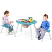Table Enfant et 2 Chaises avec Sac de Rangment en Maille, Table d'Activités en mdf & Bois avec Dossier Ergonomique pour Jouer Lire Manger, Charge