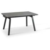Table extensible avec plateau en pierre effet marbre noir 140/200x80x76h cm