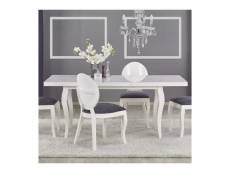 Table salle a manger baroque blanche avec rallonge vilta 599