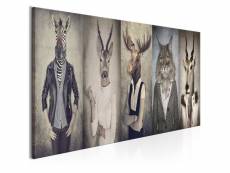 Tableau sur toile décoration murale image imprimée cadre en bois à suspendre masques d'animaux 120x40 cm 11_0003554