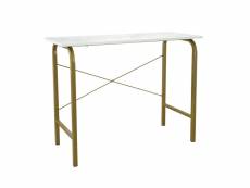 Teamson home 40" table de bureau à domicile avec plateau en faux marbre et cadre en laiton vnf-00092