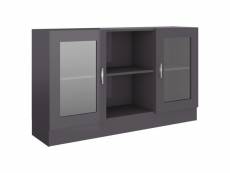 Vidaxl armoire à vitrine gris brillant 120x30,5x70