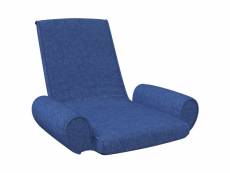 Vidaxl chaise pliable de sol bleu tissu