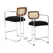 Wahson Office Chairs - Tabourets de Bar Moderne Chaise de Bar Lot de 2 Chaise Haute Cuisine Pied Métal Chaise de Bar avec Dossier Rotin, Fausse