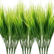 12 paquets de plantes artificielles herbe arbustes verts en plastique arbustes herbe de blé en plastique pour la décoration de jardin intérieur
