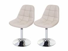 2x chaises de salle à manger en synthétique crème pied chromé pivotant cds04421