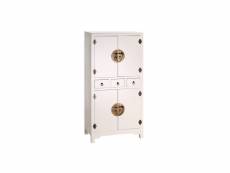 Armoire 4 portes, 3 tiroirs blanc meuble chinois - pekin - l 63 x l 33 x h 131 cm - neuf