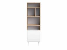 Bibliothèque en bois blanc avec placard et niche de rangement - bi6005