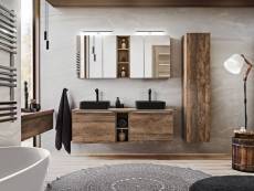 Bobochic meuble de salle de bain 140 cm zina chêne et noir
