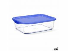 Boîte à repas rectangulaire avec couvercle luminarc keep´n bleu 1,97 l verre (6 unités)