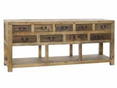 Buffet meuble de rangement en bois de pin coloris marron vieilli - longueur 190 x hauteur 80 x profondeur 45 cm