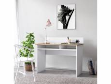 Bureau à deux compartiments, 110 x 60 x 89,90 cm, coloris blanc et chêne 8052773562478