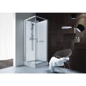 Cabine de douche carrée - Porte pivotante - Verre transparent - 90 x 90 cm - kara - Leda