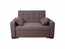 Canapé-lit 2 places, en tissu capitonné, avec 2 coussins