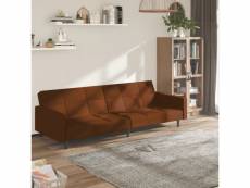 Canapé-lit astucieux à 2 places marron microfibre - 220 x 84,5 x 69