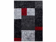 Carre - tapis géométrique à carreaux - noir et rouge 160 x 230 cm HAWAII1602301330RED