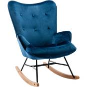 Chaise à bascule de la Sanka en velours bleu