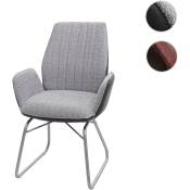 Chaise de salle à manger HWC-G73, fauteuil, basculant, semi-cuir, tissu, acier inox brossé - brun, aspect daim