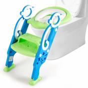 Costway - Siège de Toilette pour Enfants Pliable Hauteur Réglable 75KG avec Coussin Amovible et Doux en pp+pvc Réducteur wc Bébé Vert