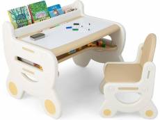 Costway table à dessin et chaise pour enfants avec 5 stylos & gomme, bureau enfants en forme mignon avec espace de rangement caché, charge 30, 50kg, c