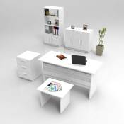 Cotecosy - Bureau, armoire, bibliothèque, commode et table basse Busymo Blanc - Blanc