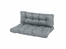 Coussins matelas assise dossier pour banc de jardin balancelle canapé 2 places grand confort dim. 120l x 80l x 12h cm polyester gris