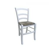 Dmora - Chaise classique en bois, pour salle à manger, cuisine ou salon, Made in Italy, 46x42h87 cm, Couleur Blanc, avec emballage renforcé