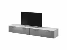 E-com - Meuble TV “Boston” - 200 cm - blanc / gris