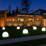 Ensemble de 6 lampes solaires extérieures à LED 10cm boule conception terre broche prise lumières jardin chemin éclairage