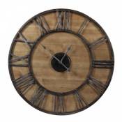 Grande Horloge Ancienne Fer Forgé Bois 80cm - Marron - Marron