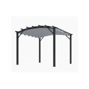 Habrita Foresta - Pergola arche structure mixte aluminium/acier gris anthracite 11,22 m2 toiture gris 140 gr/m2 - PER3433GG