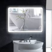 Hofuton Miroir de salle de bain led angle arrondi design